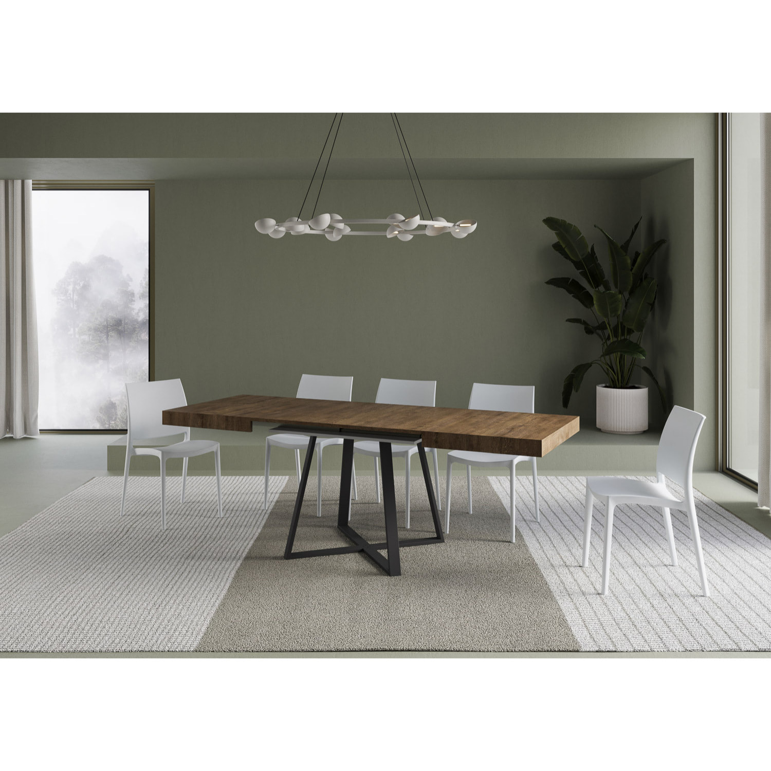 Mesa extensible 80x120/204 cm Abbraccio nogal patas antracita