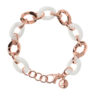 Bracciale Catena Grumetta in Agata Bianca e Golden Rosé