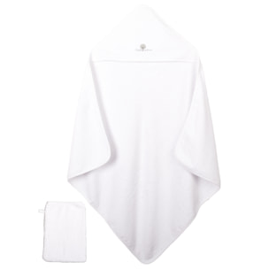 Cape de bain et gant Coton bio-Blanc