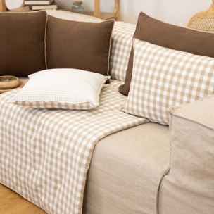 Édredon motif vichy en coton - Naturel