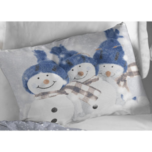 Copripiumino In Flanella Snowman Blu