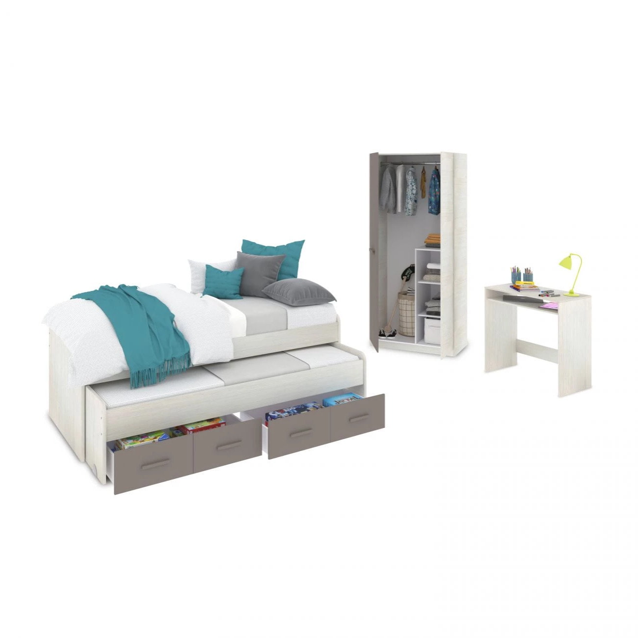 Dormitorio juvenil Axim Max Blanco Alpes - Basalto