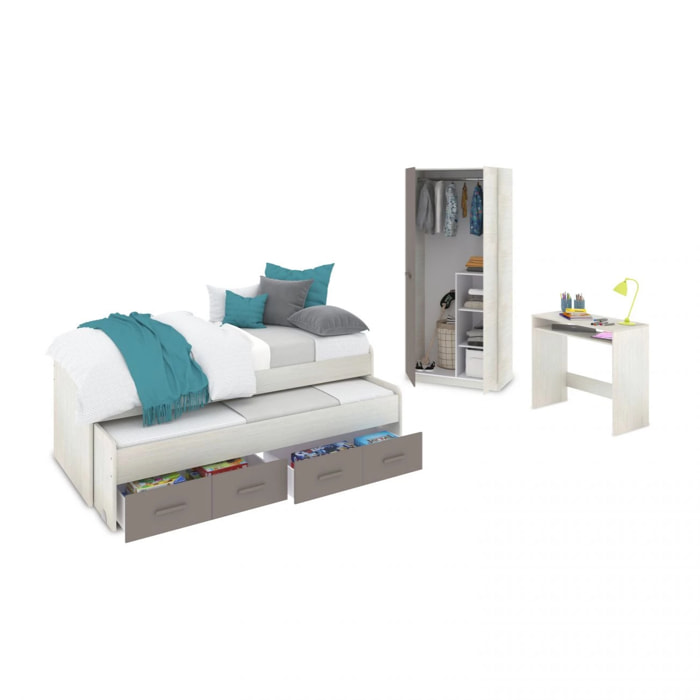 Dormitorio juvenil Axim Max Blanco Alpes - Basalto