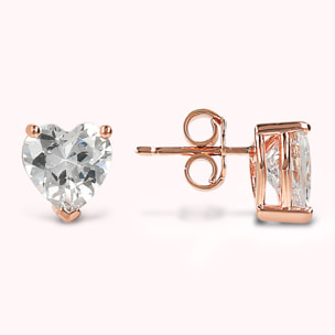 Orecchini Cuore a Lobo in Cubic Zirconia Bianche