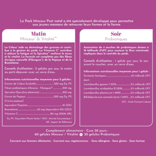 NATURFIT - Pack Minceur Post Natal - Complément alimentaire perte de poids - Extraits de Plantes & Probiotiques - Brûler & déstocker les graisses - Soutenir la flore intestinal - Cure 30j - 90 gélules
