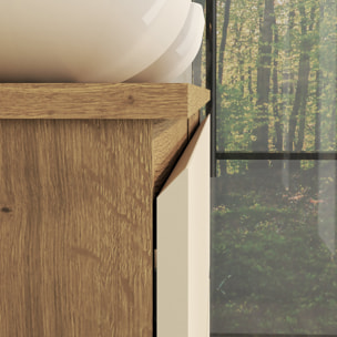 ENSEMBLE DE SALLE DE BAIN NIA | MEUBLE SUSPENDU | 120 CM GLACIER | QUATRE TIROIRS |LAVABO SUR PLAN | MIROIR NON INCLUS | MEUBLE MONTÉ | ALDAY