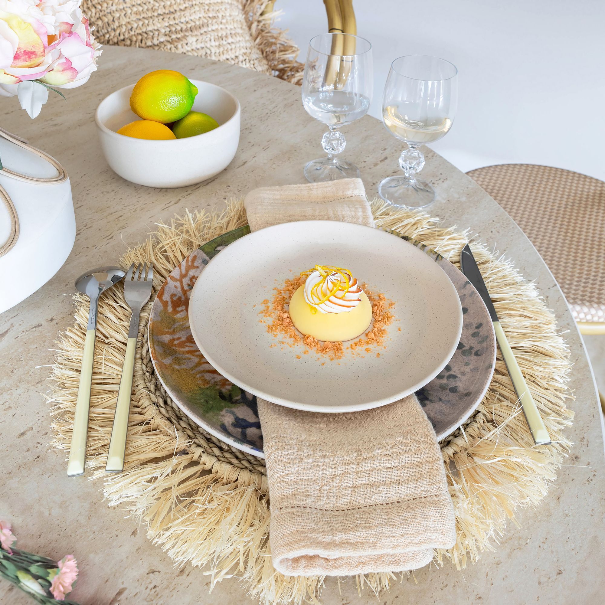 Lot de 6 assiettes à dessert beige en grès 20,5cm ARITA