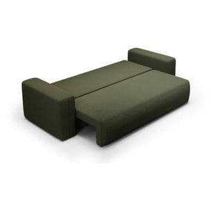 NALA - Canapé droit convertible droit 3 places en tissu vert