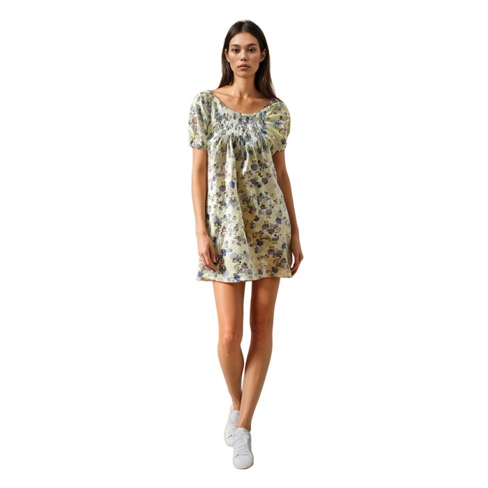 Vestido Jeanne Baret Vestido Estampado Corto Blanco Casual para mujer