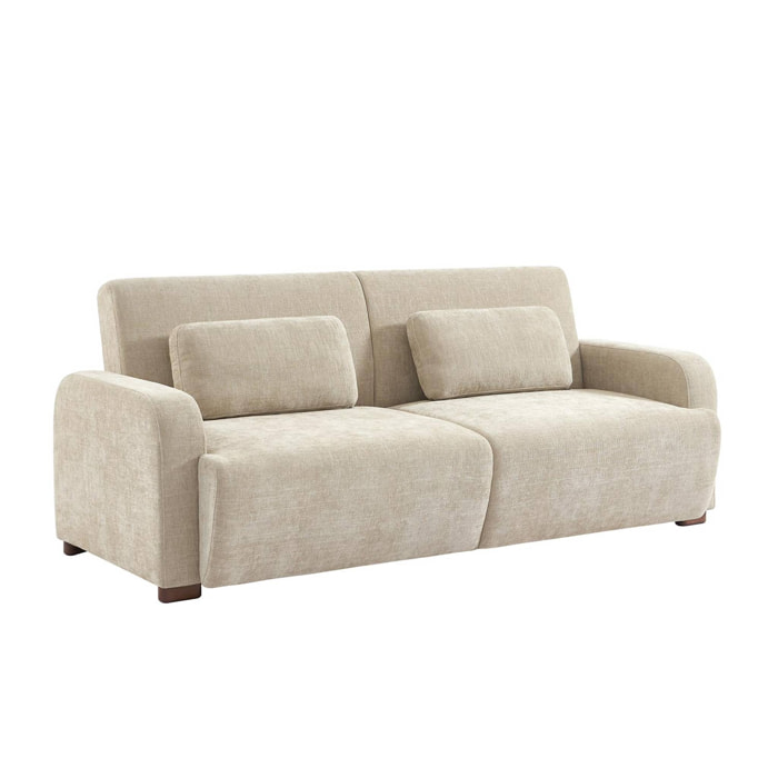 Canapé convertible 3 places tissu beige L 211 x P 92 x 85cm  - Dany