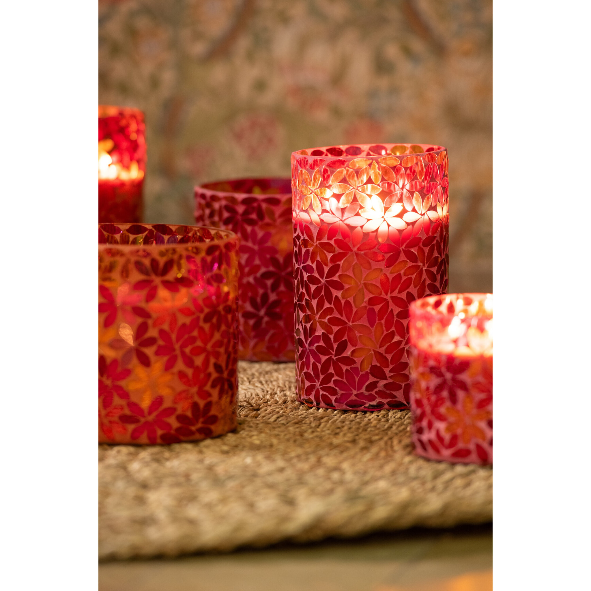 J-Line bougie parfumée Fleur Mosaïque - Tender Rose - mix - medium - 2 pièces - 5H