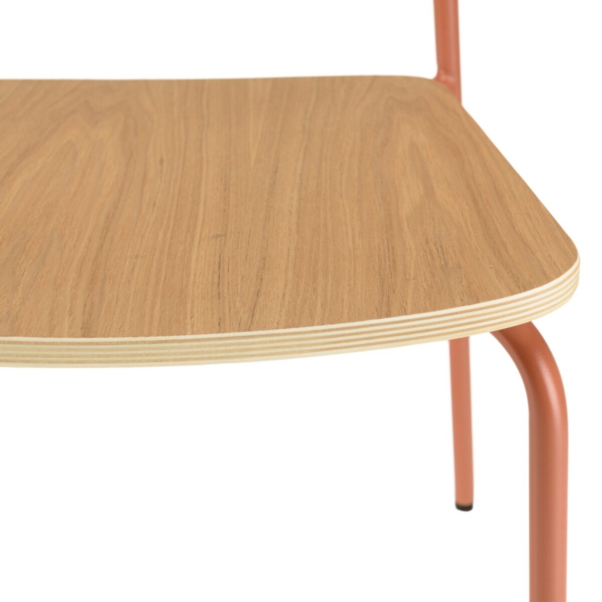 TOM - Lot de 2 chaises « écolier » en bois de frêne et acier terracotta