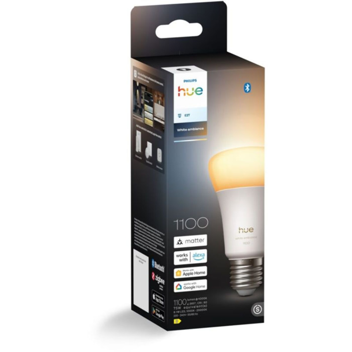 Ampoule LED connectée PHILIPS HUE E27 White Ambiance 75W