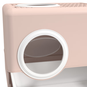 Arenero para Gatos Inodoro para Mascotas con Pala Bandeja Extraíble 2 Puertas Entrada Principal y Salida Superior 52x41x38,5 cm Rosa