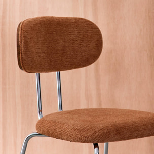 Chaise décor bois courbé teinté noyer et tissu déperlant pieds métal chromé (lot de 2) ERIN