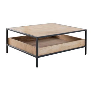 Table basse Boston -bois massif de manguier-couleur bahamas naturelles 90 x 40 x 90 cm