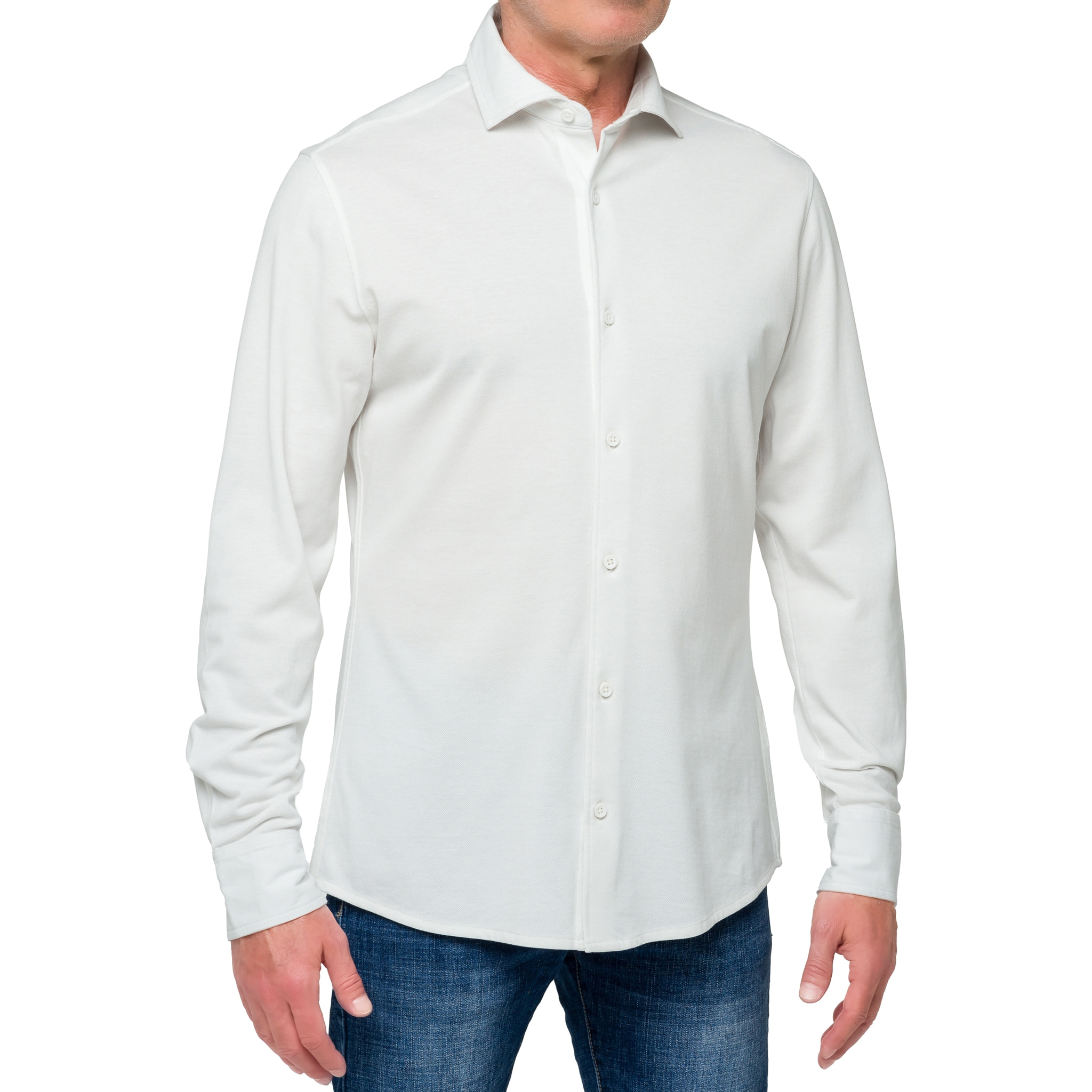 Camisa de manga larga en tela de algodón Hot Buttered Jefferson Blanco