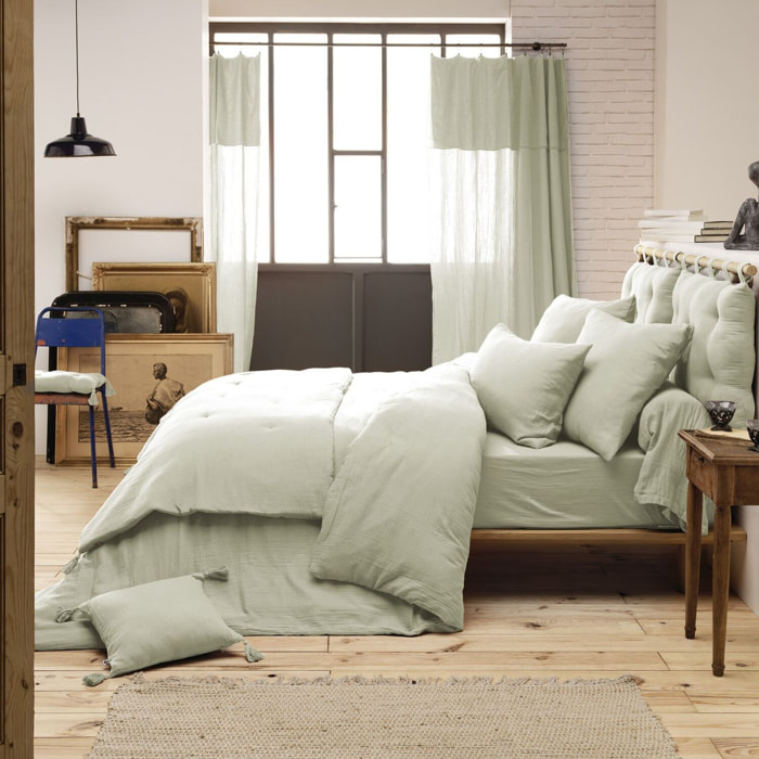 Taie D'oreiller 100 % gaze De Coton Vert D'eau