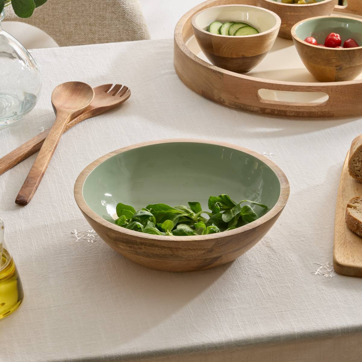 Saladier Inaya D19cm vert et manguier