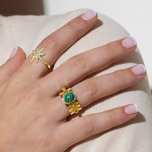 Anillo con Circonita Brillante acabado en oro amarillo de 18K