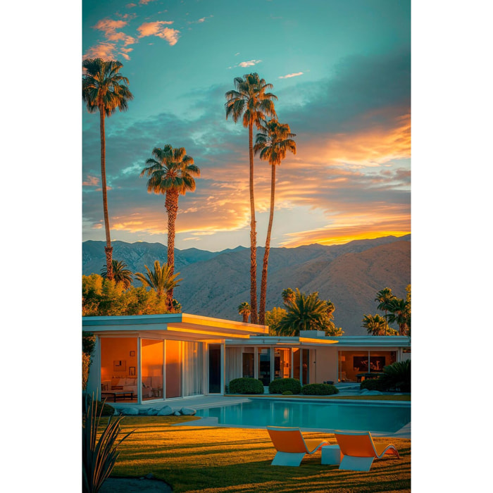 Tableau architecture maison moderne de palm springs  Toile imprimée