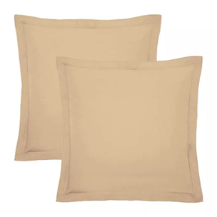 Lot de 2 taies percale de coton uni beige Giulia stone