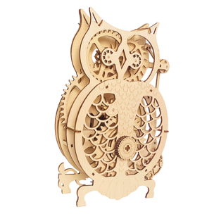 Modello in legno 3D, con movimento meccanico design di Orologio Gufo. 106 pezzi.