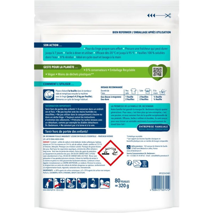 Lessive DR BECKMANN en feuilles L'essentielle x80