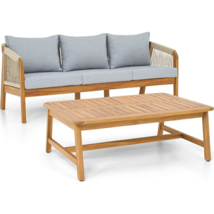 Salon de jardin 3 places en bois FSC - SYMI