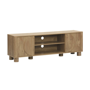 Meuble TV exotique décor bois de manguier 2 portes 155cm Pondi