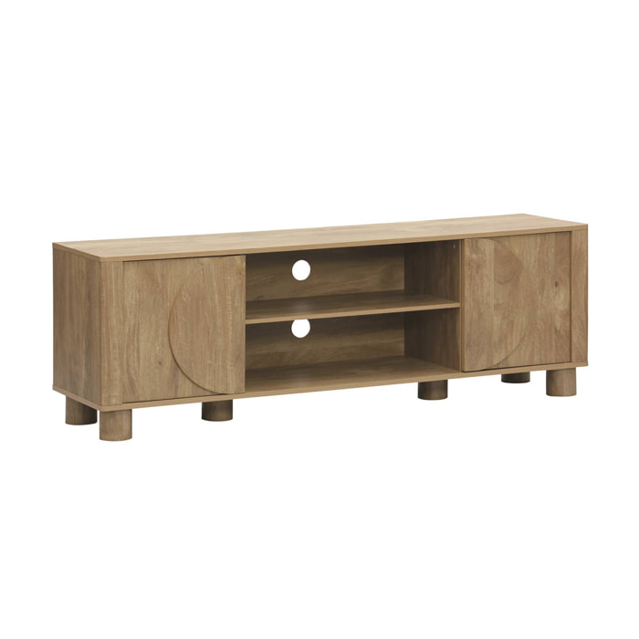 Meuble TV exotique décor bois de manguier 2 portes 155cm Pondi