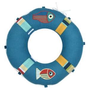 Coussin bouée polycoton - Bleu