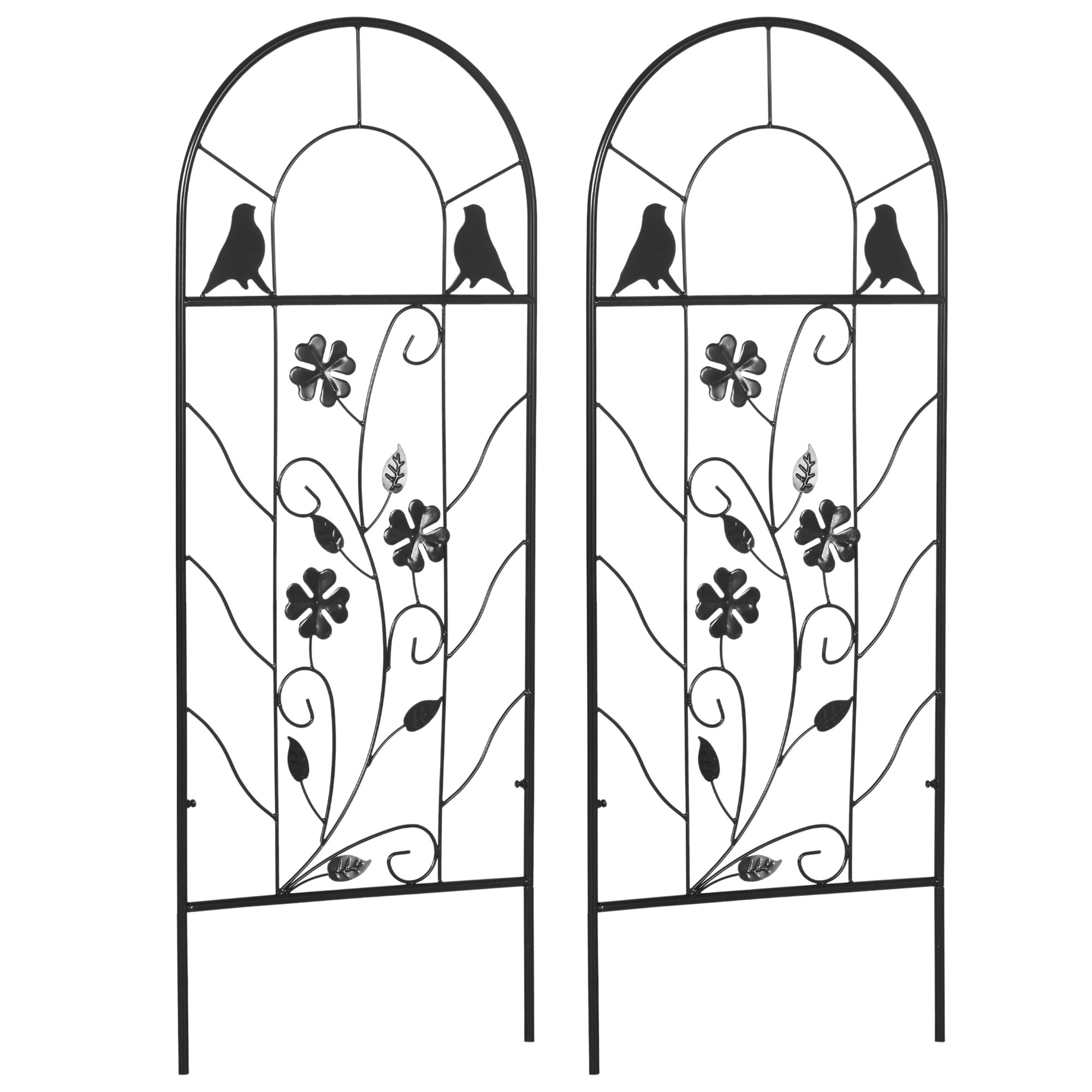 Juego de 2 Enrejados de Jardín Soportes para Plantas Trepadoras con Marco Metálico para Frutas Verduras Flores Decoración Exterior Patio Terraza 38x98 cm Negro