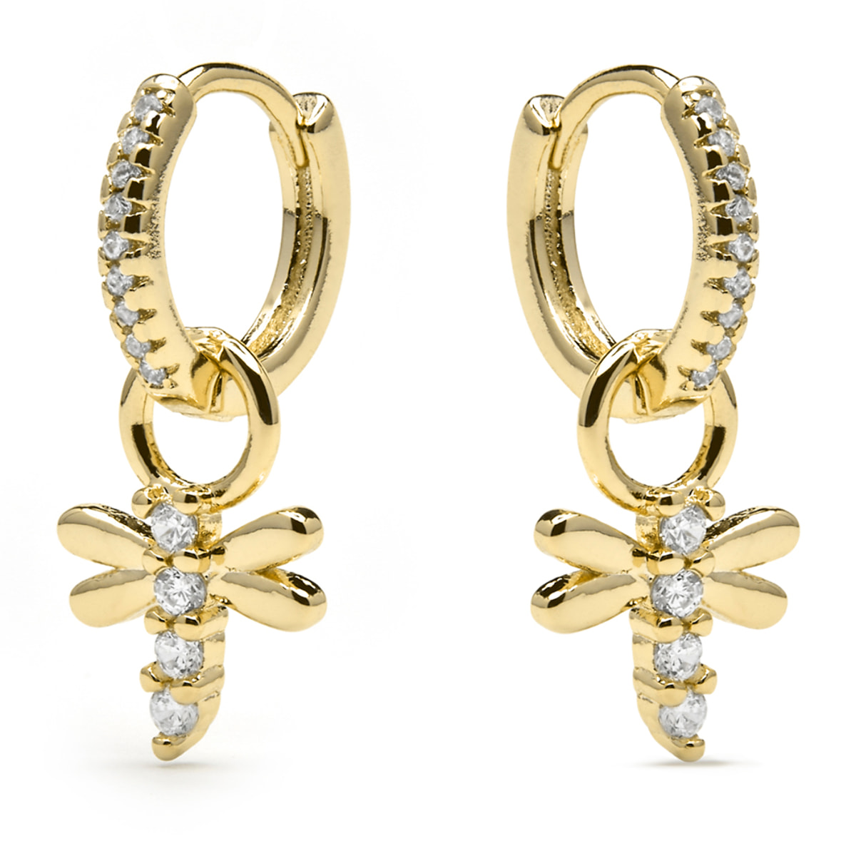 Pendientes acabado oro amarillo de 18k y Circonita Brillante