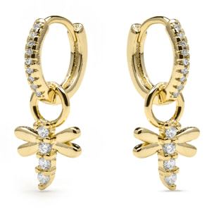 Pendientes acabado oro amarillo de 18k y Circonita Brillante