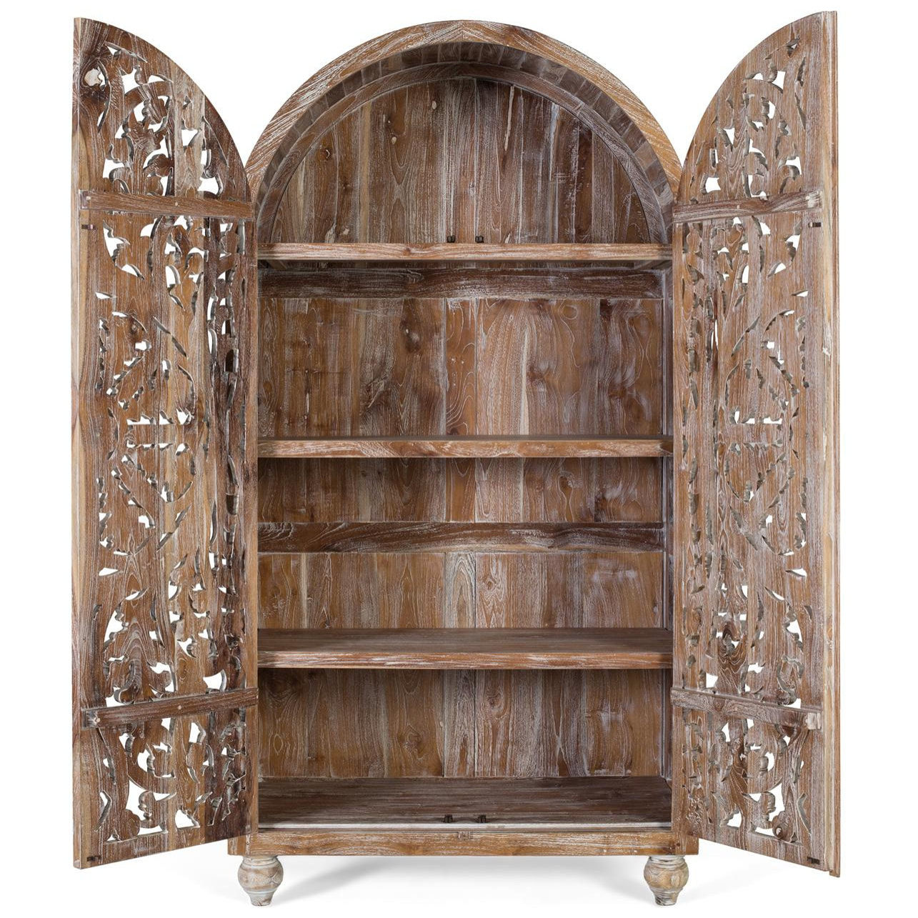 Armario de Madera de Teca 100 Cm Estilo Boho Tallado