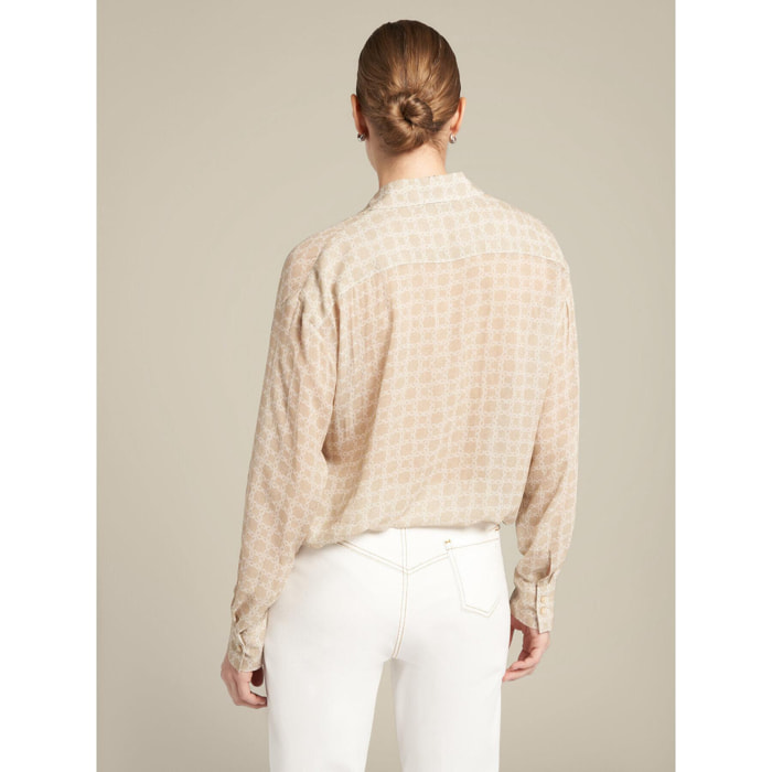 Elena Mirò - Camisa con estampado Monogram - Beige