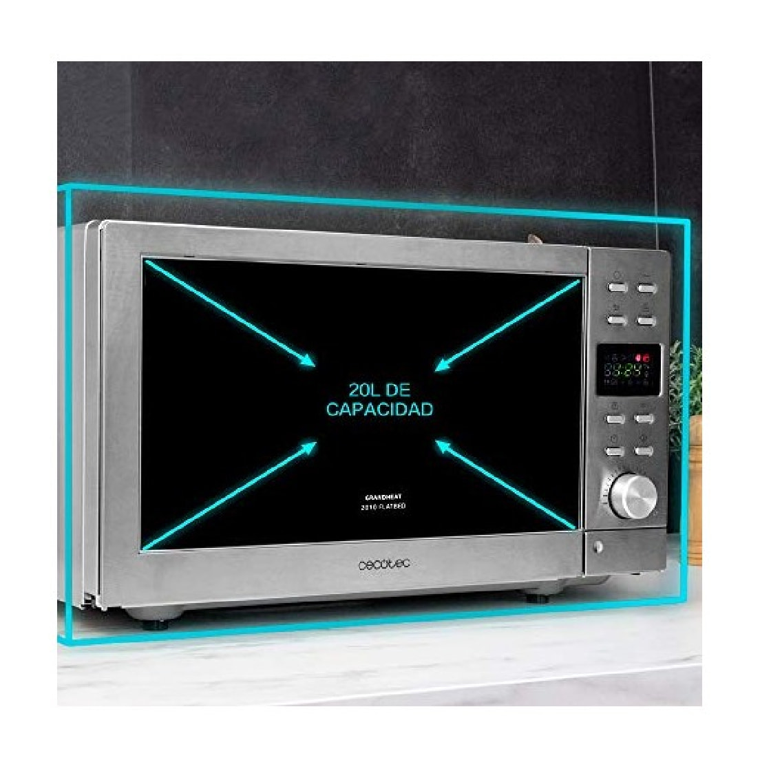 Cecotec Micro-ondes sans plateau GrandHeat 2010 Flatbed Steel