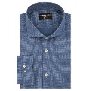 Camicia Uomo 1 Bottone Francese Slim Cotone Poliestere Stampato Avion e Bianco