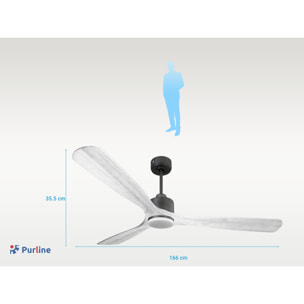 Ventilador de techo Modo Invierno/Verano Termostato Dimable Wifi Motor DC Techos Inclinados Mando a Distancia Luz tres tonos Hypersilence Memoria Vendible Shopify (AUTOMATICO) MadeiraD166C03LED65278 PURLINE