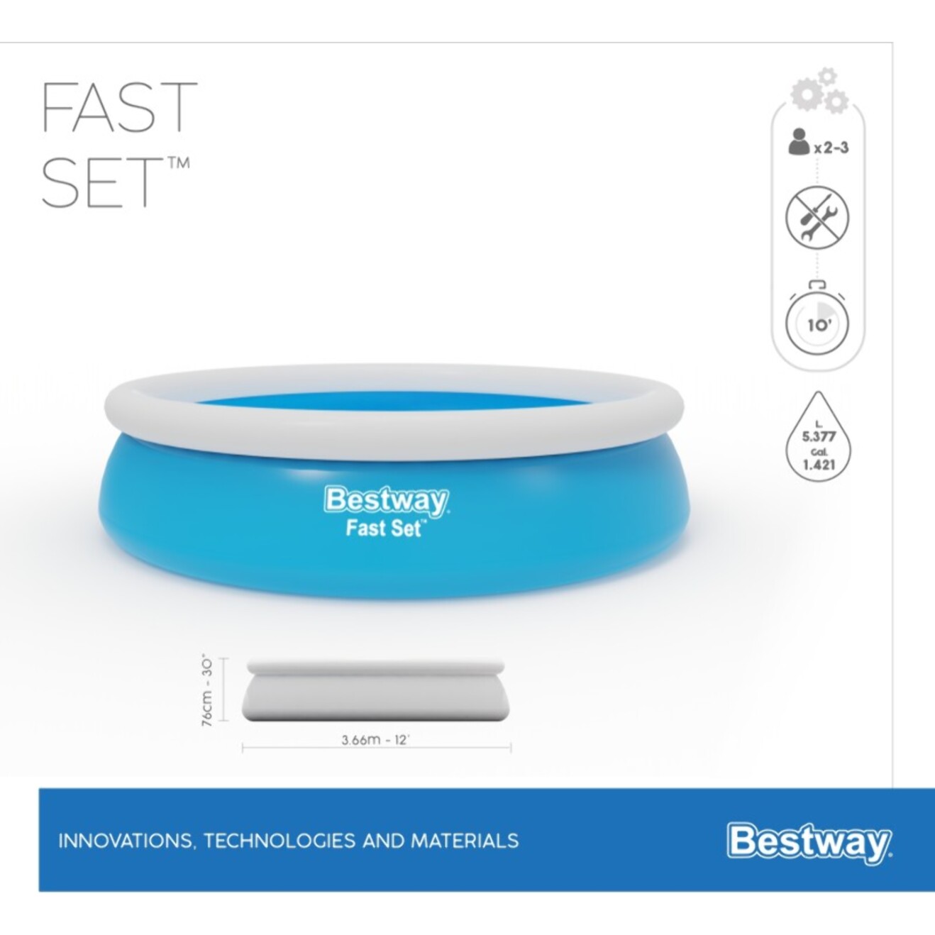 Bestway Piscine autoportante Ronde Fast Set 366 x 76 cm