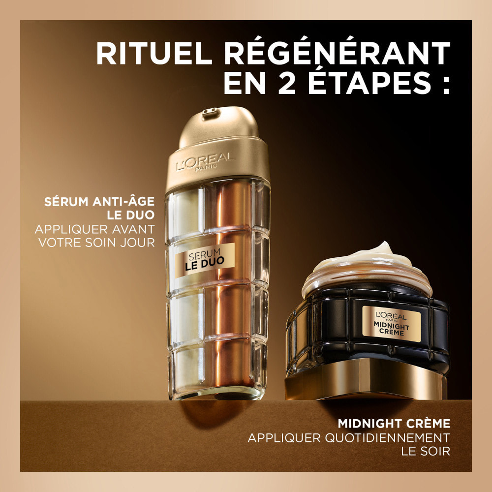 L'Oréal Paris - Coffret Luxe Anti-Age - Midnight Crème - Soin Visage Anti-Rides, Fermeté, Confort - Tous Types de Peaux - 50 ml