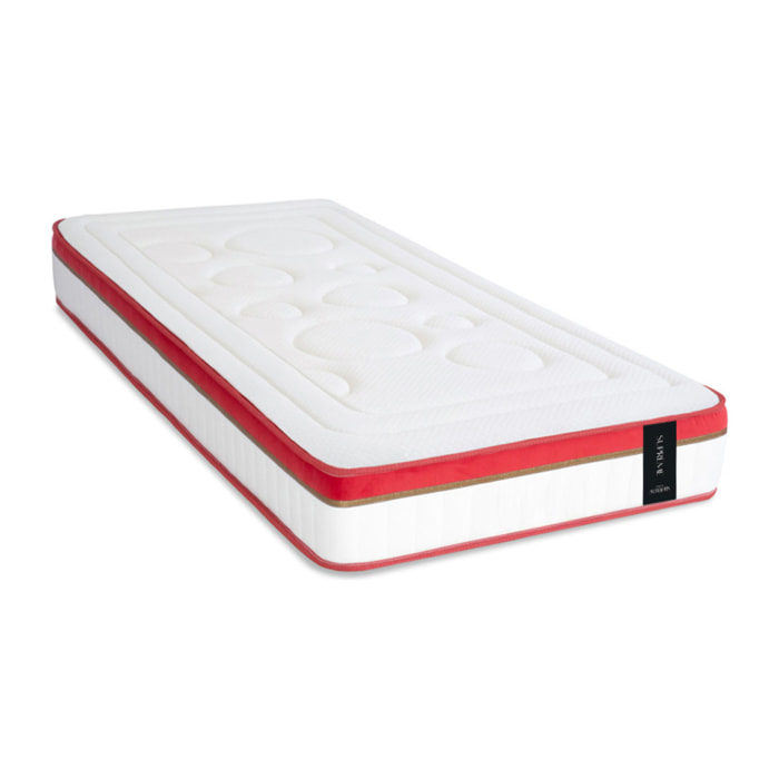Ensemble Matelas Suprême & Sommier Kit Bois, Mémoire de Forme & Mousse Haute Densité, 24 cm, Soutien Ferme, Aération Optimale