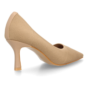 Zapato salón para mujer con tacón, punta fina y tejido elástico