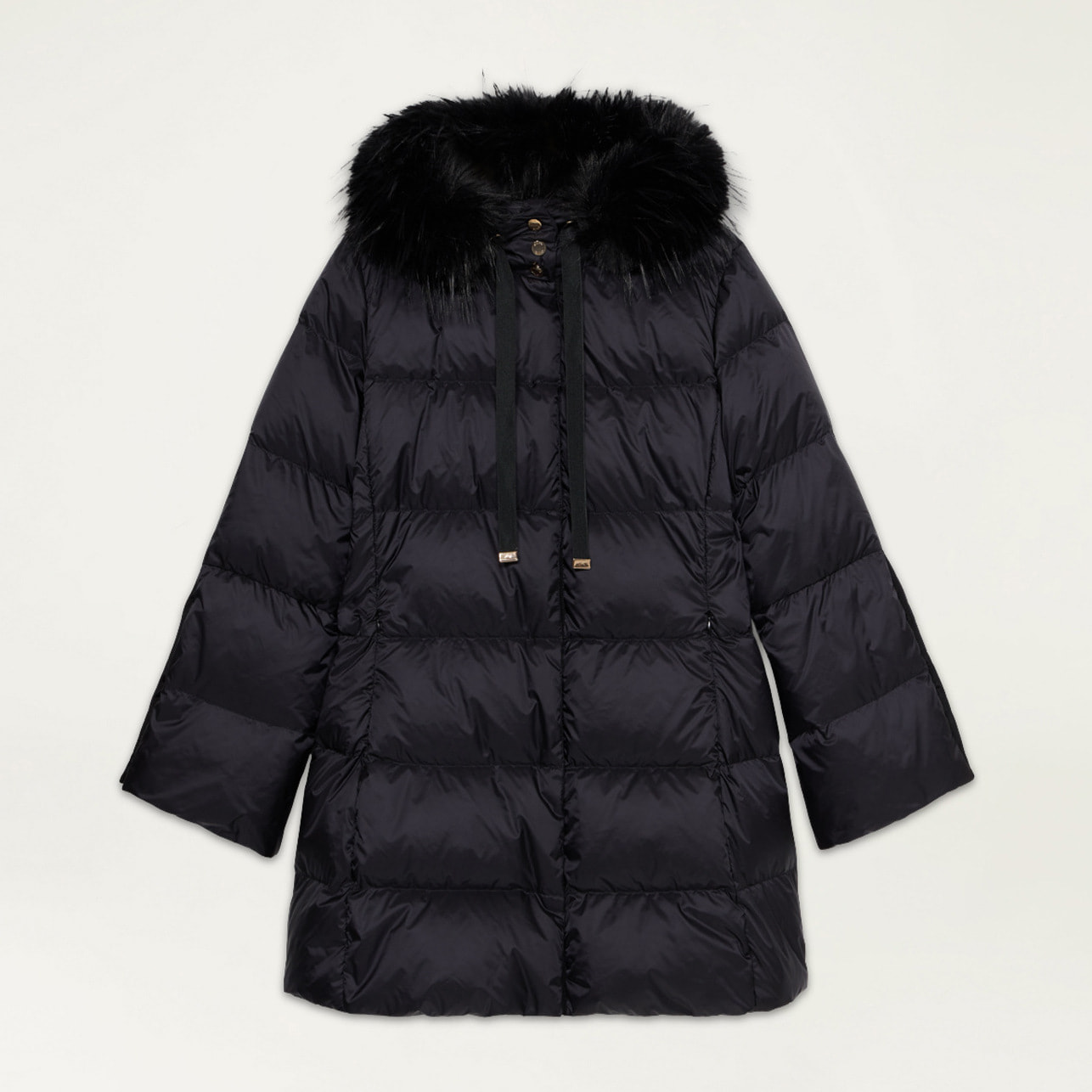 Oltre - Genuine puma midi down jacket - Negro