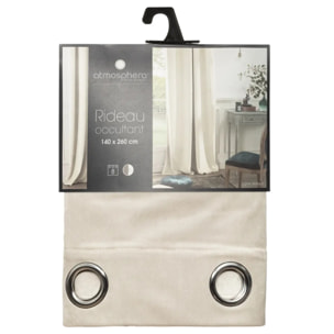 Rideau occultant "Dolce" velours blanc ivoire 140x260cm