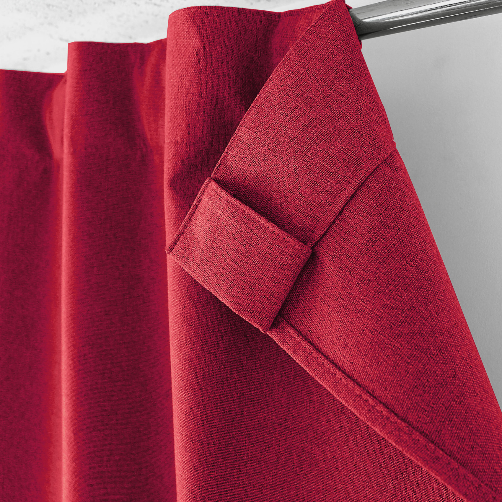 Rideau occultant aspect chambray - Rouge