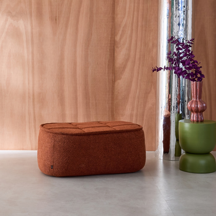 Pouf, repose-pieds pour chauffeuse 1 place Boni bouclette texturée BONI