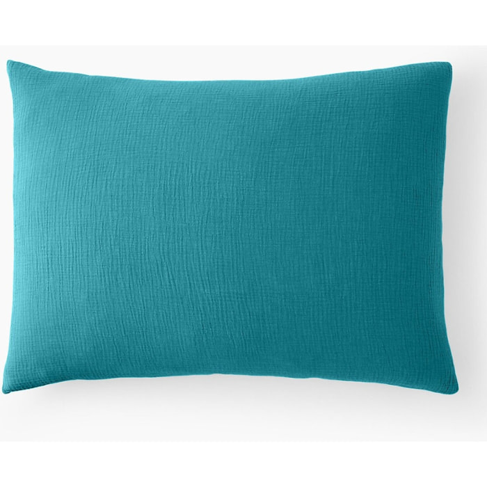 Paire de Taies D'oreiller 100% Gaze De Coton Bleu Enamel