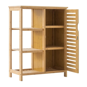 Scaffale da bagno con struttura in bamboo e vani in stoffa 44x33x96 cm